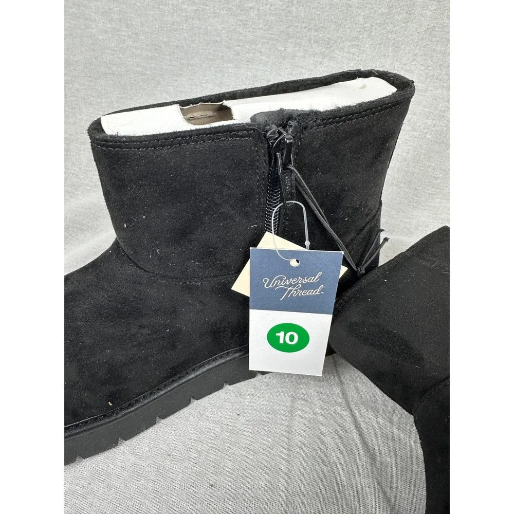 Universal Thread‎ Womens Black Faux Suede Memory Foam Ankle Boots Size 10 NEW